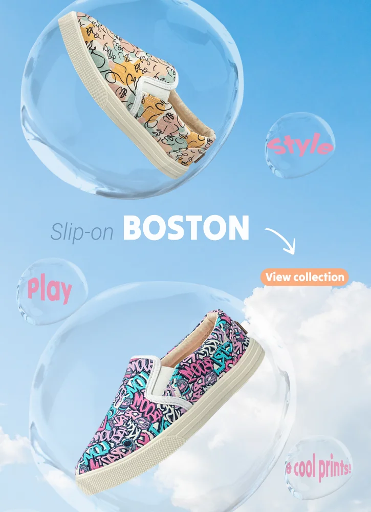 Kid's Slip-on BOSTON Print