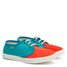 Short DERBY Sneakers, Orange/Turquoise