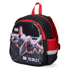 Rucsac copii TIKO, Negru/Rosu, Avion
