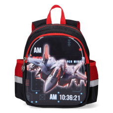 Rucsac copii TIKO, Negru/Rosu, Avion