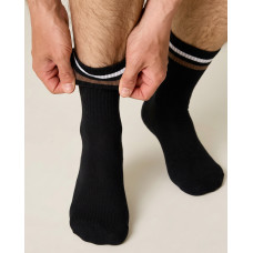 Șosete sport unisex lungi A-001, Negru/Dungi