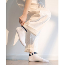 Șosete sport unisex medii A-005, Alb/Dungi