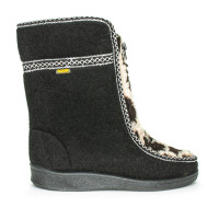 Women's High Fur Sidboots Leopard, Black Women's High Fur Sidboots Leopard, Black