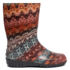 Women's Short Wellies with print, Brown lace
