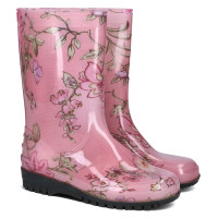 Женские Резиновые Сапоги Короткие с принтом, Flori pe roz Женские Резиновые Сапоги Короткие с принтом, Flori pe roz