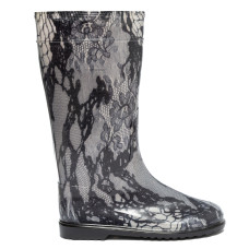 Women's High Wellies with print, Black Lace