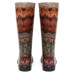 Women's High Wellies with print, Brown lace