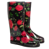 Women's High Wellies with print, Roses on black Women's High Wellies with print, Roses on black