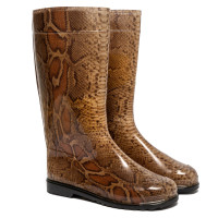 Women's High Wellies with print, Brown Pythonprint