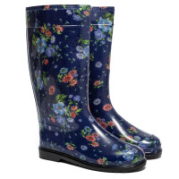 Women's High Wellies with print, Rosehip on blue Women's High Wellies with print, Rosehip on blue