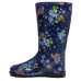 Women's High Wellies with print, Rosehip on blue