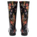Women's High Wellies with print, Rosehip on black