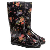 Women's High Wellies with print, Rosehip on black Women's High Wellies with print, Rosehip on black