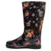 Women's High Wellies with print, Rosehip on black