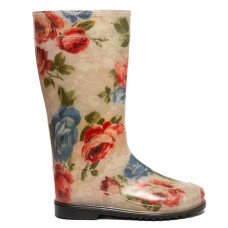 Women's High Wellies with print, Gray rose