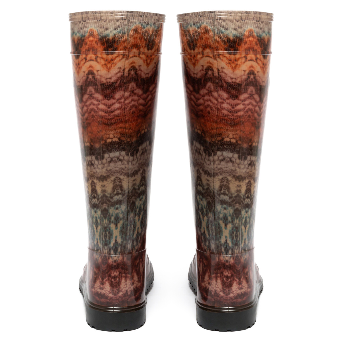 Women's High Wellies with print, Brown lace