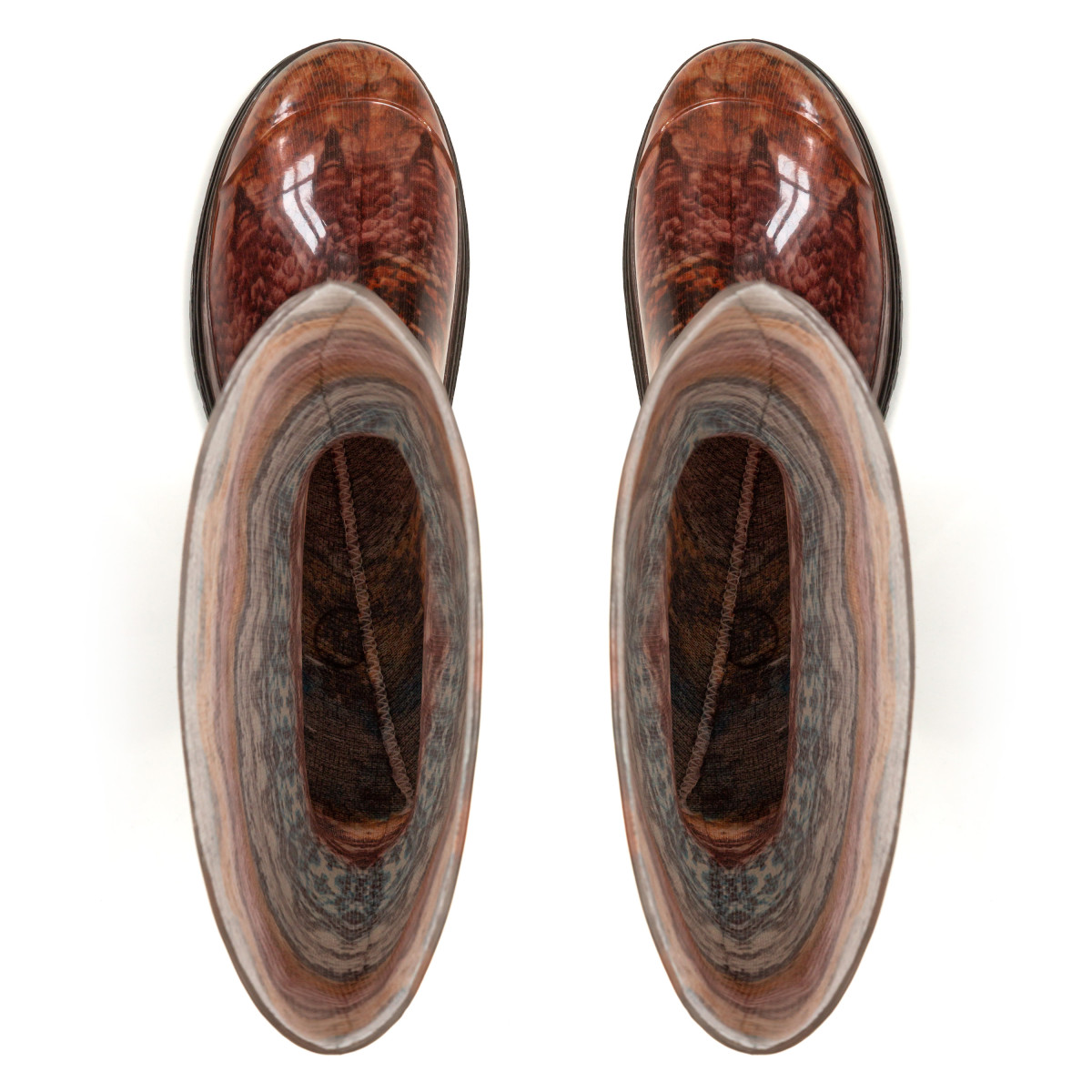 Women's High Wellies with print, Brown lace