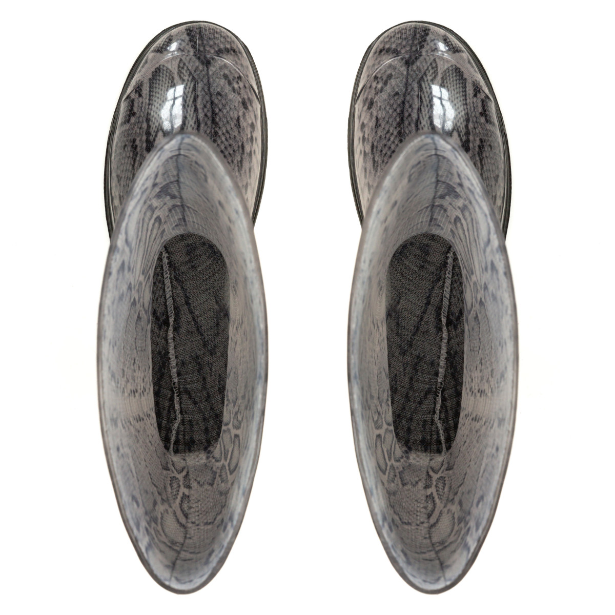 Women's High Wellies with print, Silver Pythonprint