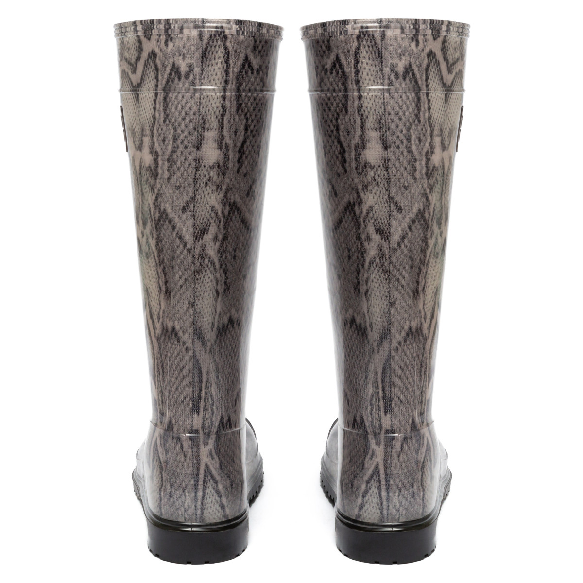 Women's High Wellies with print, Silver Pythonprint