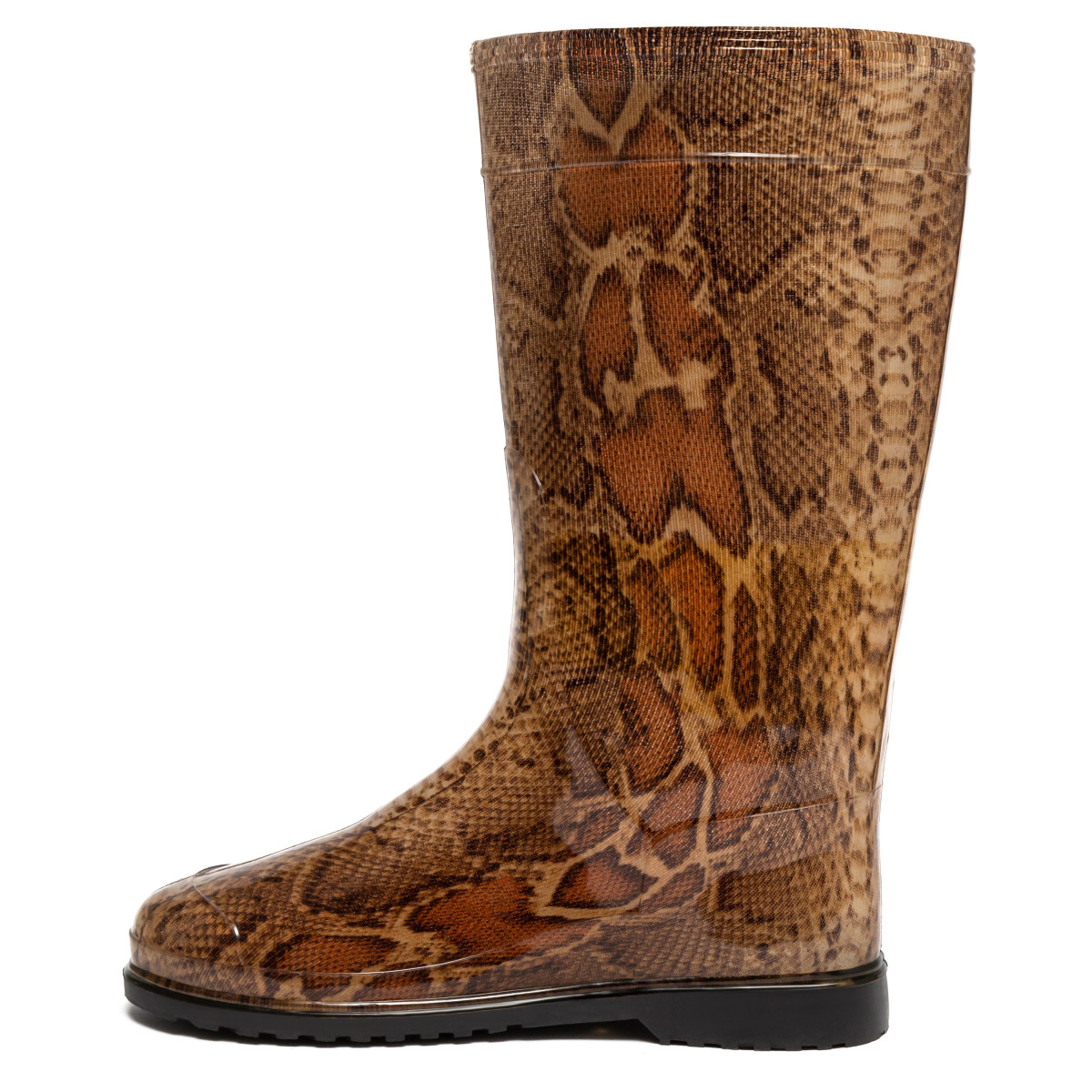 Women's High Wellies with print, Brown Pythonprint