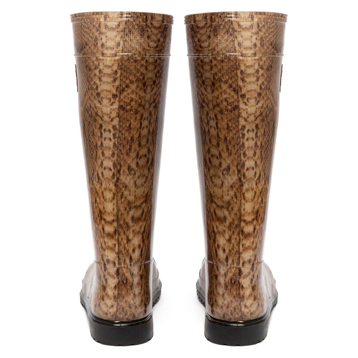 Women's High Wellies with print, Brown Pythonprint