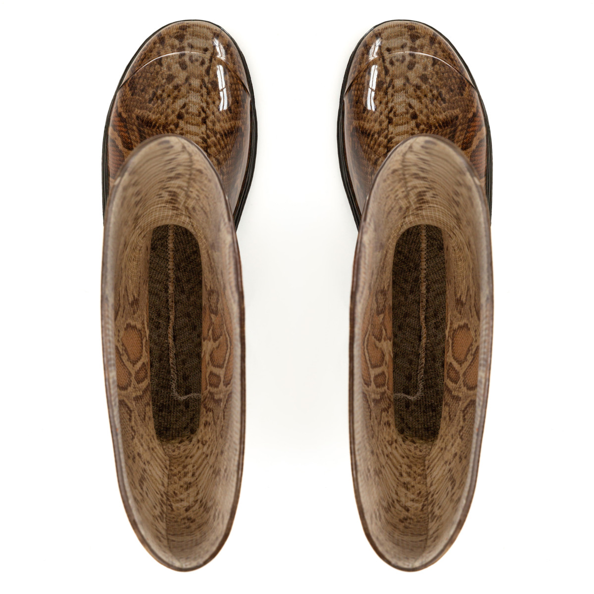 Women's High Wellies with print, Brown Pythonprint